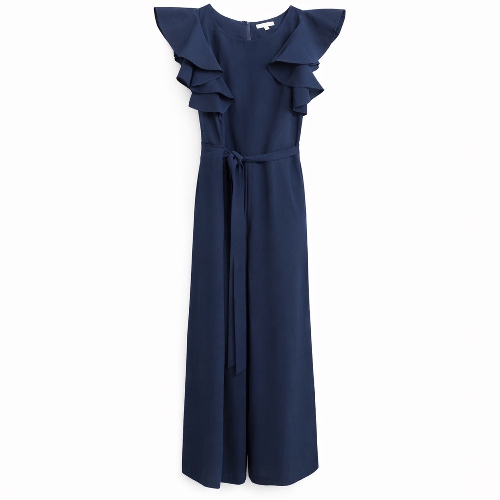 GB Girls Navy Ruffle Sleeve Jumpsuit Size 8 | Formal Wedding Outfit